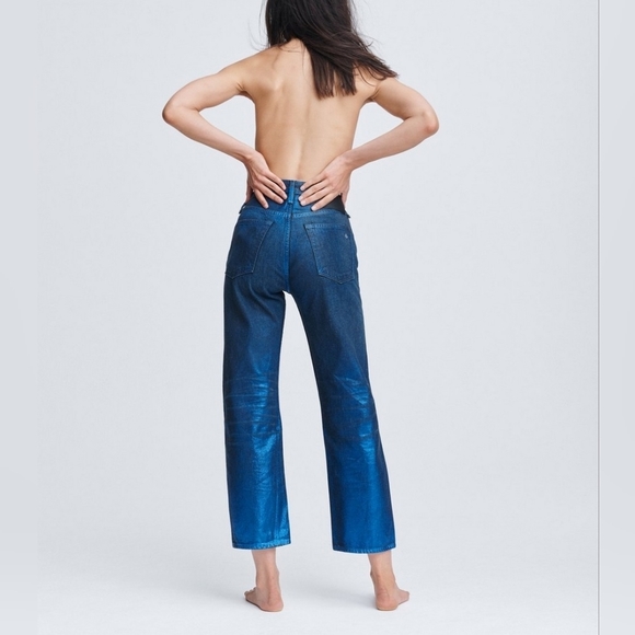 NWT Rag & Bone Maya High Rise Ankle Straight  Jean in Metallic Indigo $355 💙 24 - Picture 5 of 16